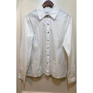 Soft Surroundings Rhinestone Button Up Shirt Womens 1X White French Cuffs Office